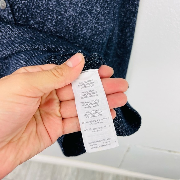 J. Crew Navy Ribbed Metallic Cardigan size Medium - Picture 7 of 7